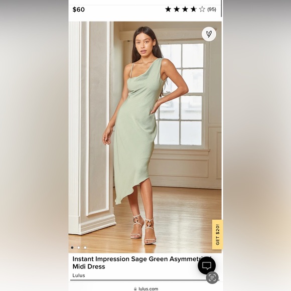 Lulus Asymmetrical Midi Green Dress